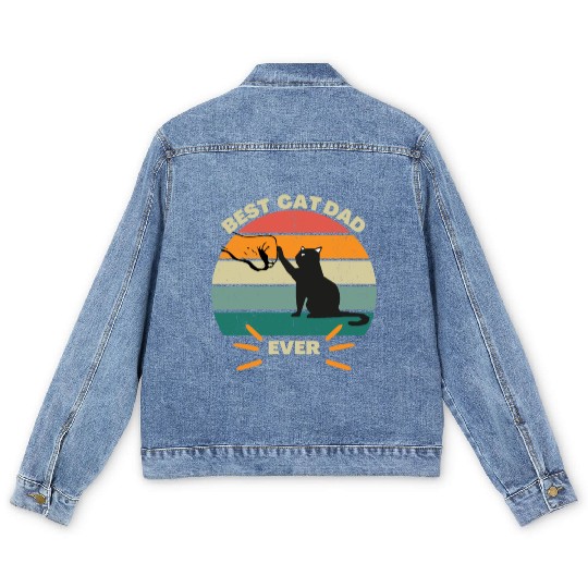Best Cat Dad Ever Men's Denim Jackets Funny Father Day