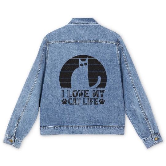 Cat Owner Funny Cat Meme Cat Lover I Love My Cat L Men's Denim Jackets