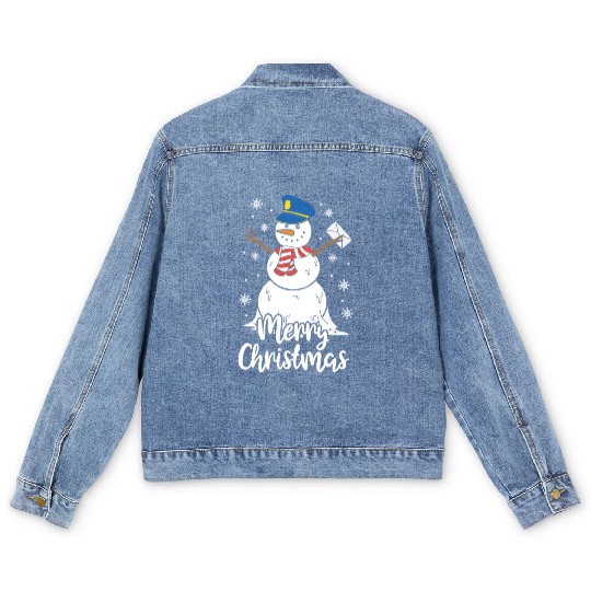 Christmas Funny Postman Mailman Snowman Xmas Gift Men's Denim Jackets