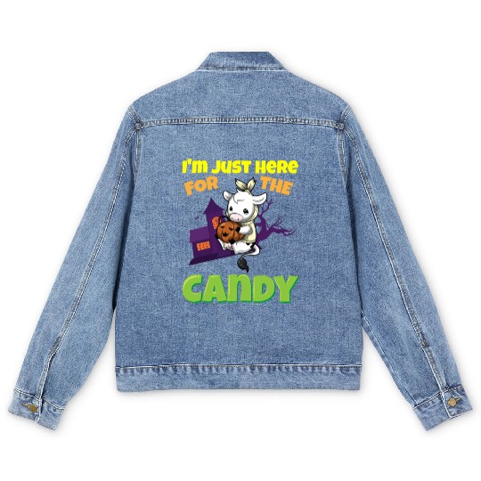 I'm Just Here For The Candy Scary Halloween Beast Men's Denim Jackets