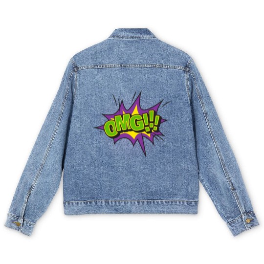 Comic Style OMG Expression Design Men's Denim Jackets
