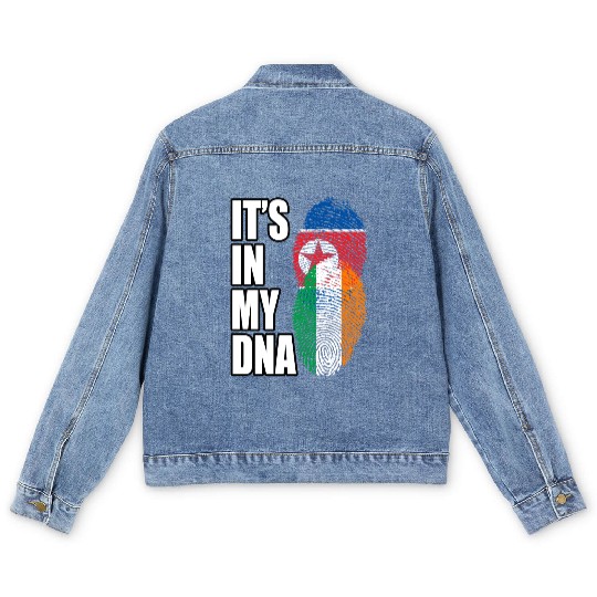 North Korean And Irish Mix Heritage DNA Flag Men's Denim Jackets
