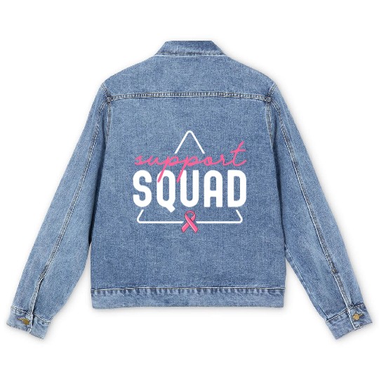 Breast Cancer Support Squad Matching Family Men's Denim Jackets