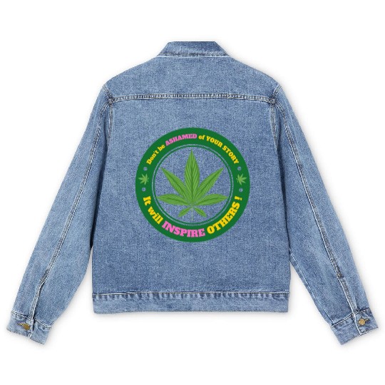 Drug Addiction Recovery AA Sober Sobriety Cannabis Men's Denim Jackets