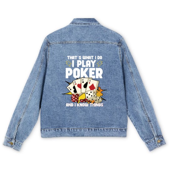 Poker Casino Poker Player Gambling Roulette Gift Men's Denim Jackets