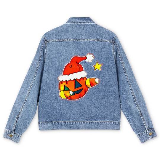 Jack O Lantern Dabbing Christmas Men's Denim Jackets