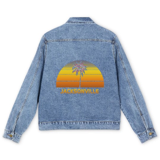 Jacksonville Florida Palm Tree Christmas Lights Men's Denim Jackets