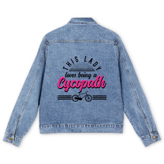 Funny Lady Cycling Riders Cyclist Bicycle Men's Denim Jackets