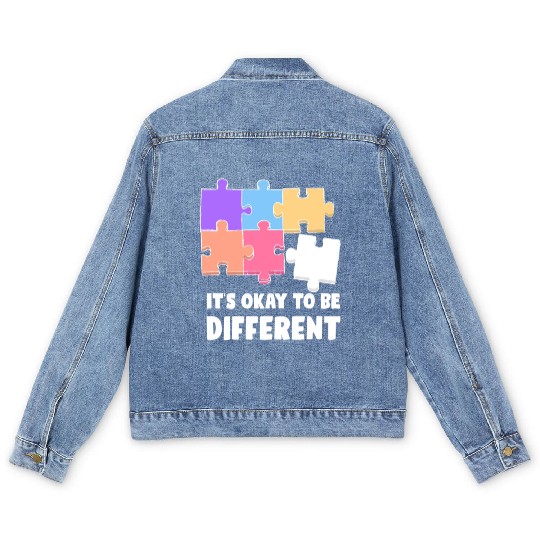 Funny Autism Teacher Men's Denim Jackets