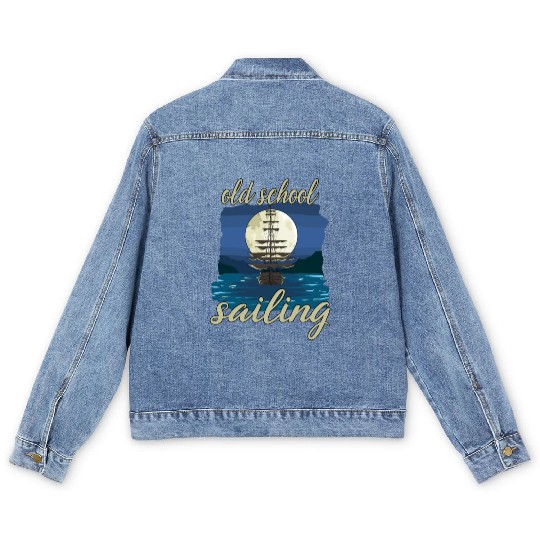 Old School Sailing for a Sailor Captain Men's Denim Jackets