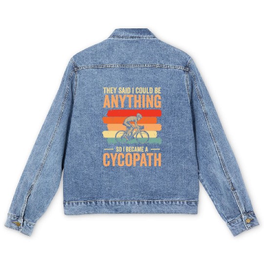 Funny Cycling Riders Cyclist Bicycle Mountain Men's Denim Jackets