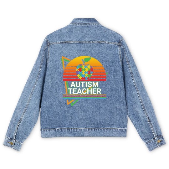 Autism Teacher Retro Men's Denim Jackets