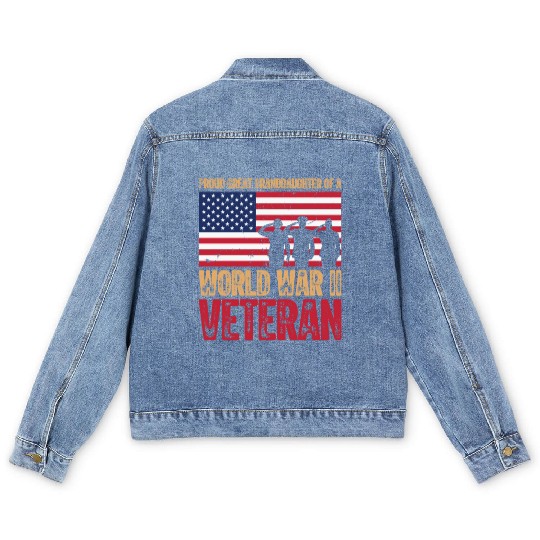 Proud Veteran Granddaughter Men's Denim Jackets