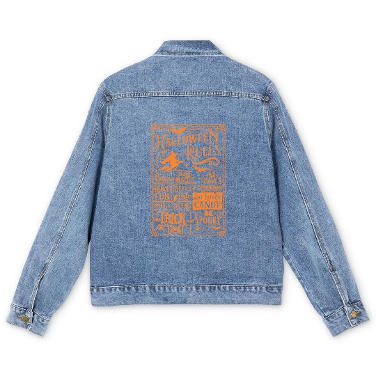 Halloween Rules Believe In Magic Trick Treat Spook Men's Denim Jackets