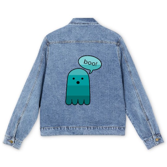 Persian Green Boo Ghost Halloween Men's Denim Jackets