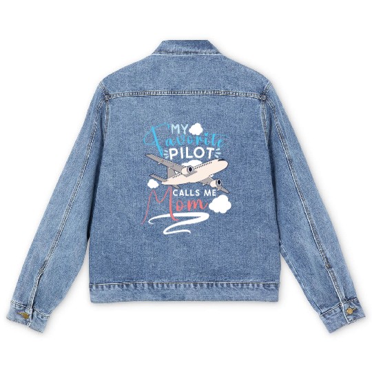 Pilot Aviation Airplane Airline Captain Aviator Men's Denim Jackets