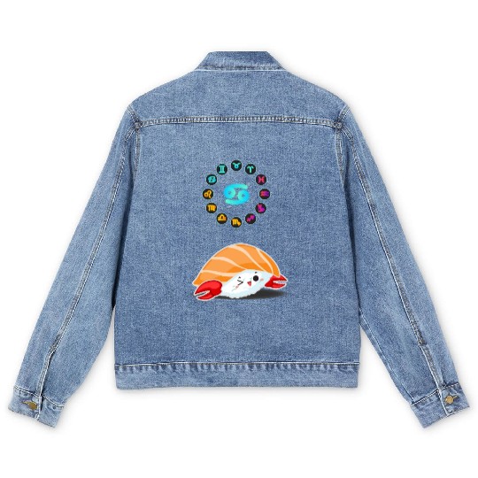 Japanese Sushi Funny Cancer Zodiac Sushi Lover Pun Men's Denim Jackets