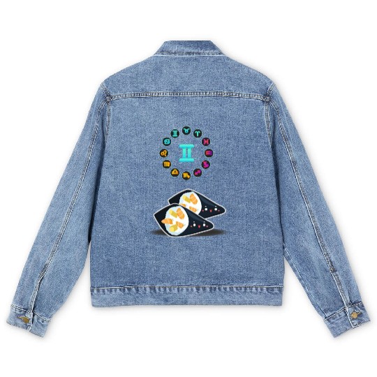 Japanese Sushi Funny Gemini Zodiac Sushi Lover Pun Men's Denim Jackets