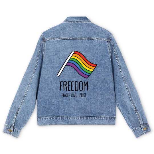 LGBTQ+ Freedom Flag Men's Denim Jackets