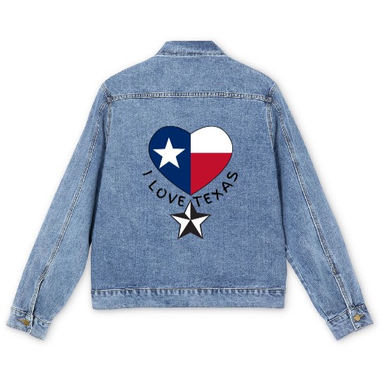 Show your love for Texas with I Love Texas Design Men's Denim Jackets