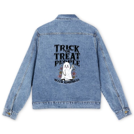 Trick or treat people with kindness - trick or Men's Denim Jackets
