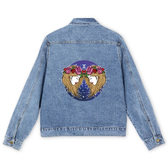 Gemini Zodiac Sign Illustration Art Men's Denim Jackets