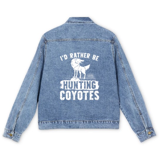 Coyote Trapping Coyote Hunting Yote Hunting Gift Men's Denim Jackets