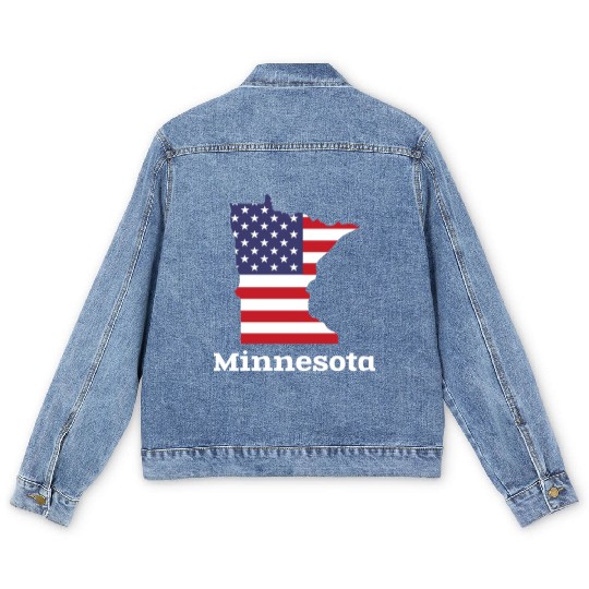 US Minnesota Map Design for proud Minnesotans Men's Denim Jackets