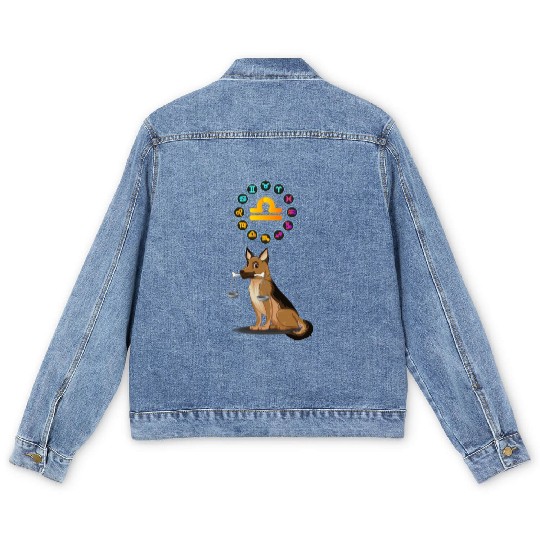 Funny Dog Lover Horoscope Libra Zodiac Sign Cool Men's Denim Jackets