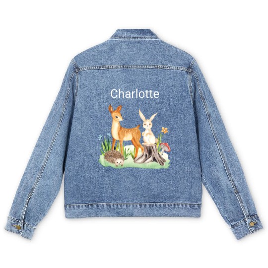 Animal deer rabbit hedgehog Charlotte Men's Denim Jackets
