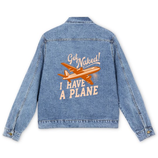 Airline Pilot Aviation Pun For a Corporate Pilot Men's Denim Jackets