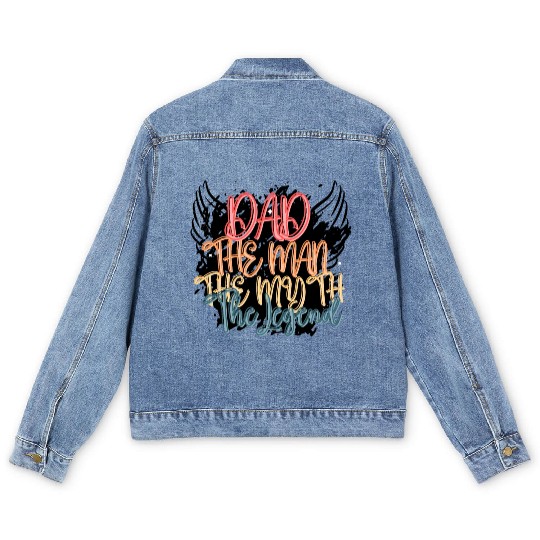 Dad The Man The Myth The Legend Gift for Daddy Pop Men's Denim Jackets