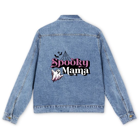 Spooky Mama Halloween Ghost Men's Denim Jackets