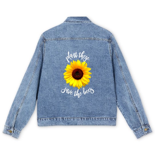 Plant These Save The Bees Sunflower Men's Denim Jackets Flower
