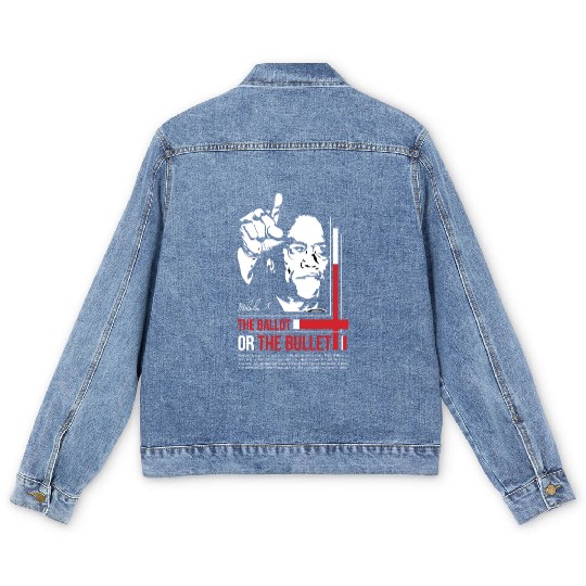 MALCOLM X Motivation quote Men's Denim Jackets