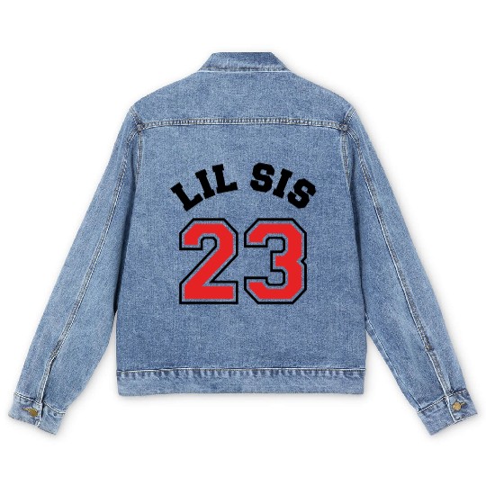 Lil Sis 2023 Little Sister Baby Family Birth Child Men's Denim Jackets
