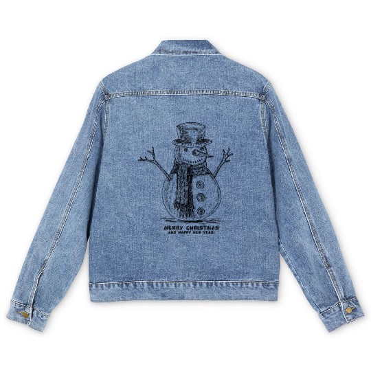 Snowman Merry Christmas Men's Denim Jackets