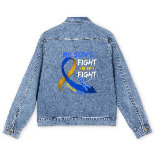 My Son s Fight Is My Fight Down Syndrome Awareness Men's Denim Jackets