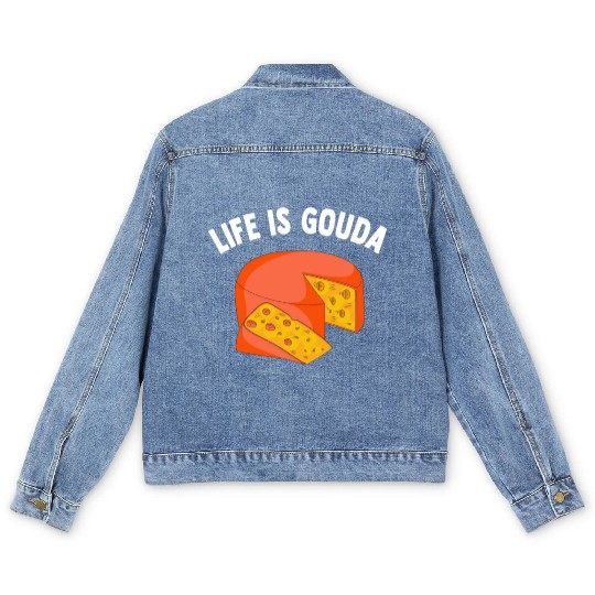 Gouda Cheese Slices charcuterie cheese board Men's Denim Jackets