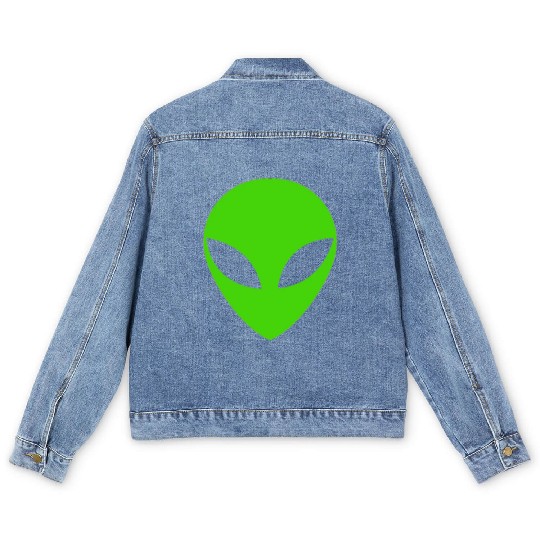 Green Alien Head Men's Denim Jackets