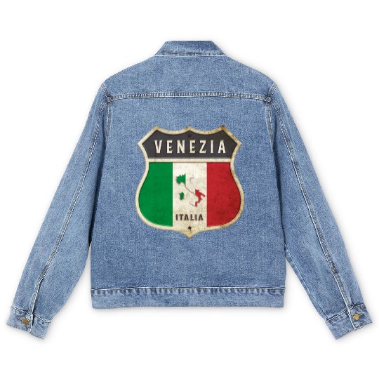 Venezia Italy coat of arms flags design Men's Denim Jackets