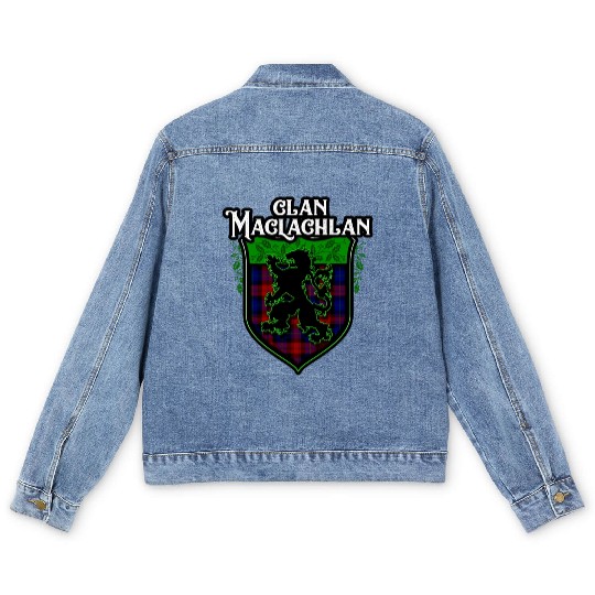 Clan Maclachlan Scottish Tartan Rampant Lion Celt Men's Denim Jackets