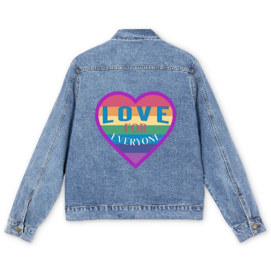 Heart rainbow unisex love for everyone Men's Denim Jackets