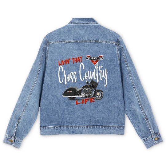Livin That Cross Country Life Motorcycle Men's Denim Jackets