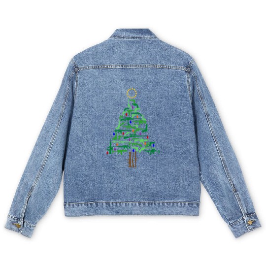 Xmas Patriotic 2nd Amendment Gun Christmas Tree Men's Denim Jackets