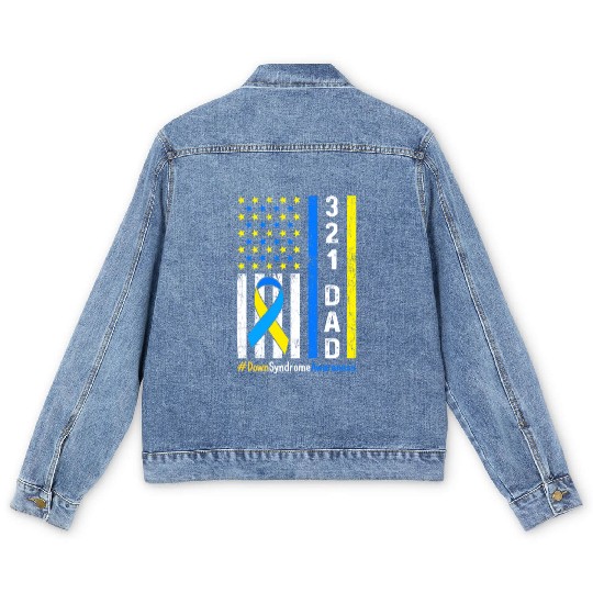 321 Dad Down Syndrome Awareness Men's Denim Jackets