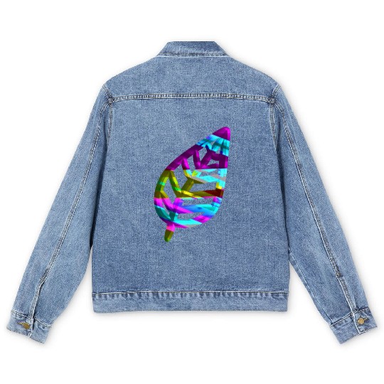 leaf icon nature colorful Men's Denim Jackets