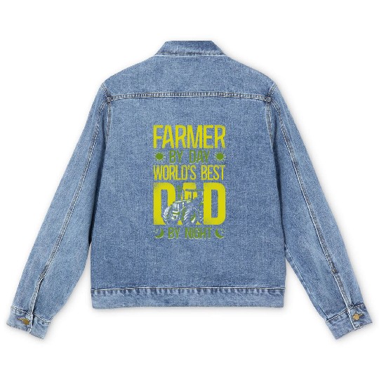 Farming Farmer Dad Father Tractor Men's Denim Jackets