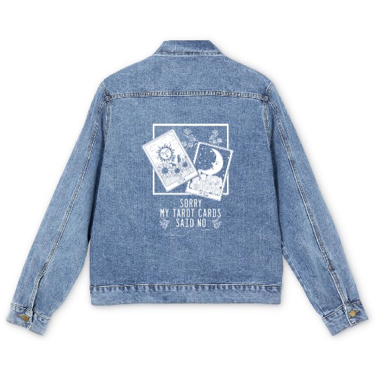 Gothic Moon Sun Tarot Card Said No Halloween Men's Denim Jackets