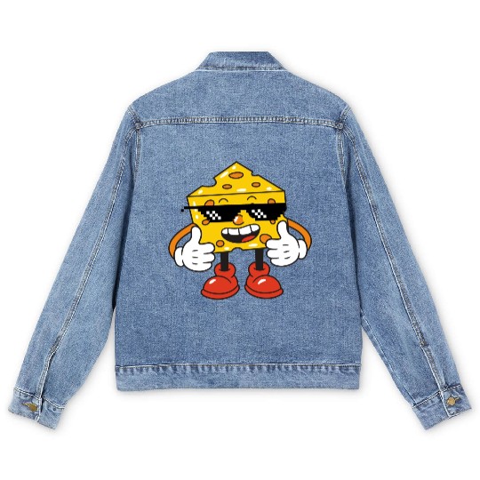 thug life cheese Men's Denim Jackets